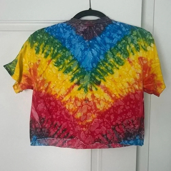 Vintage Y2K 101 Glass Studio Tie Dye Crop Top - Multi Color Size Small - Picture 2 of 7